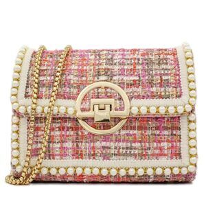 1452 Quilted Shoulder Bag Purse Fashion Tweed Pearl Clutch Handbag Designer